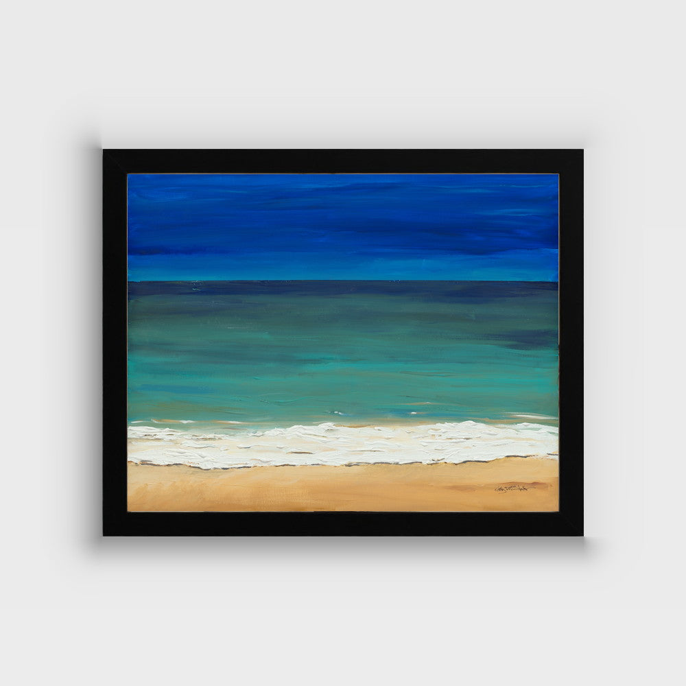 Beach at Dusk — framed in matte black