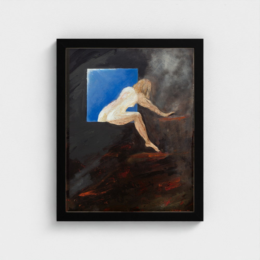 Entering the Unknown — framed in matte black
