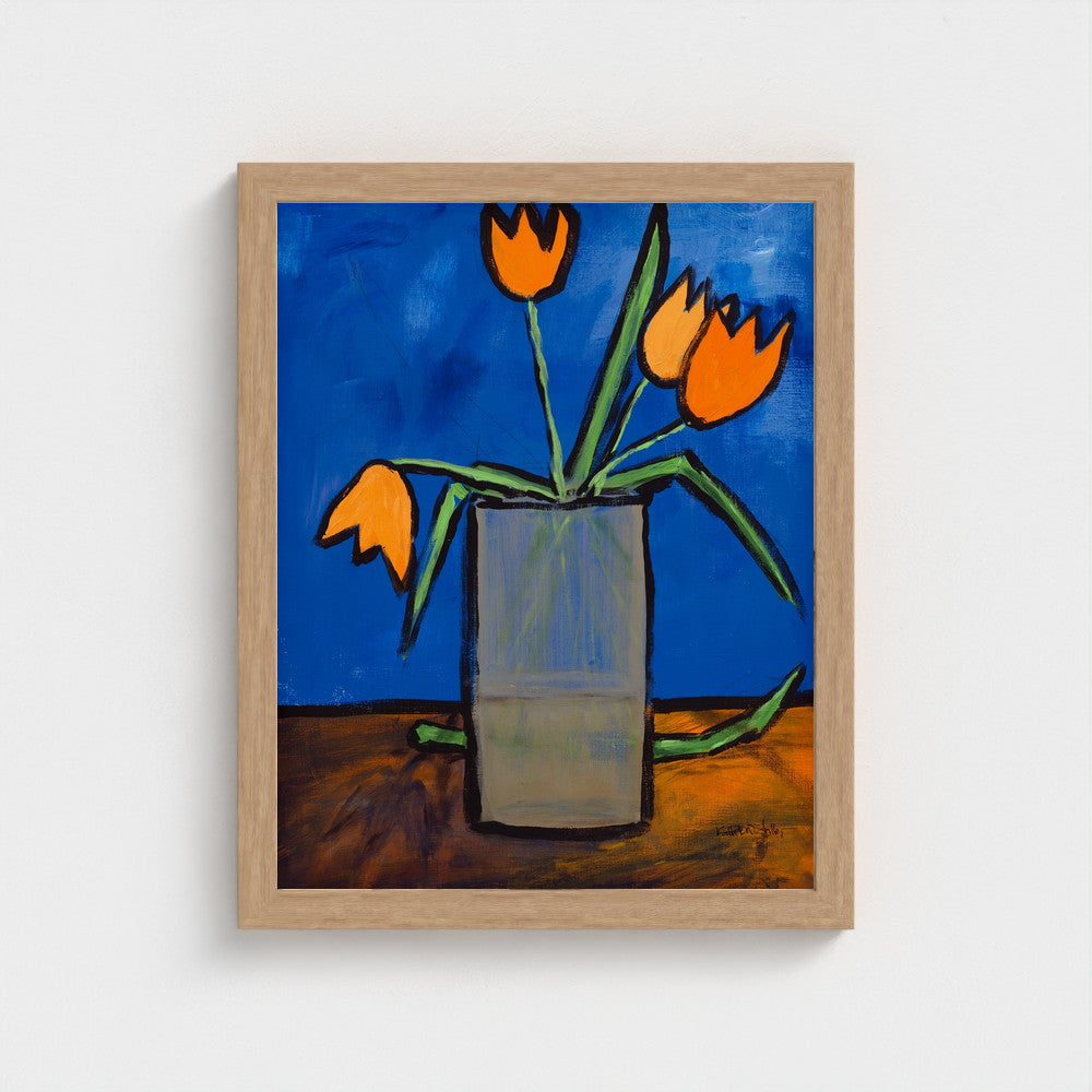 Faux Lips — framed in natural oak