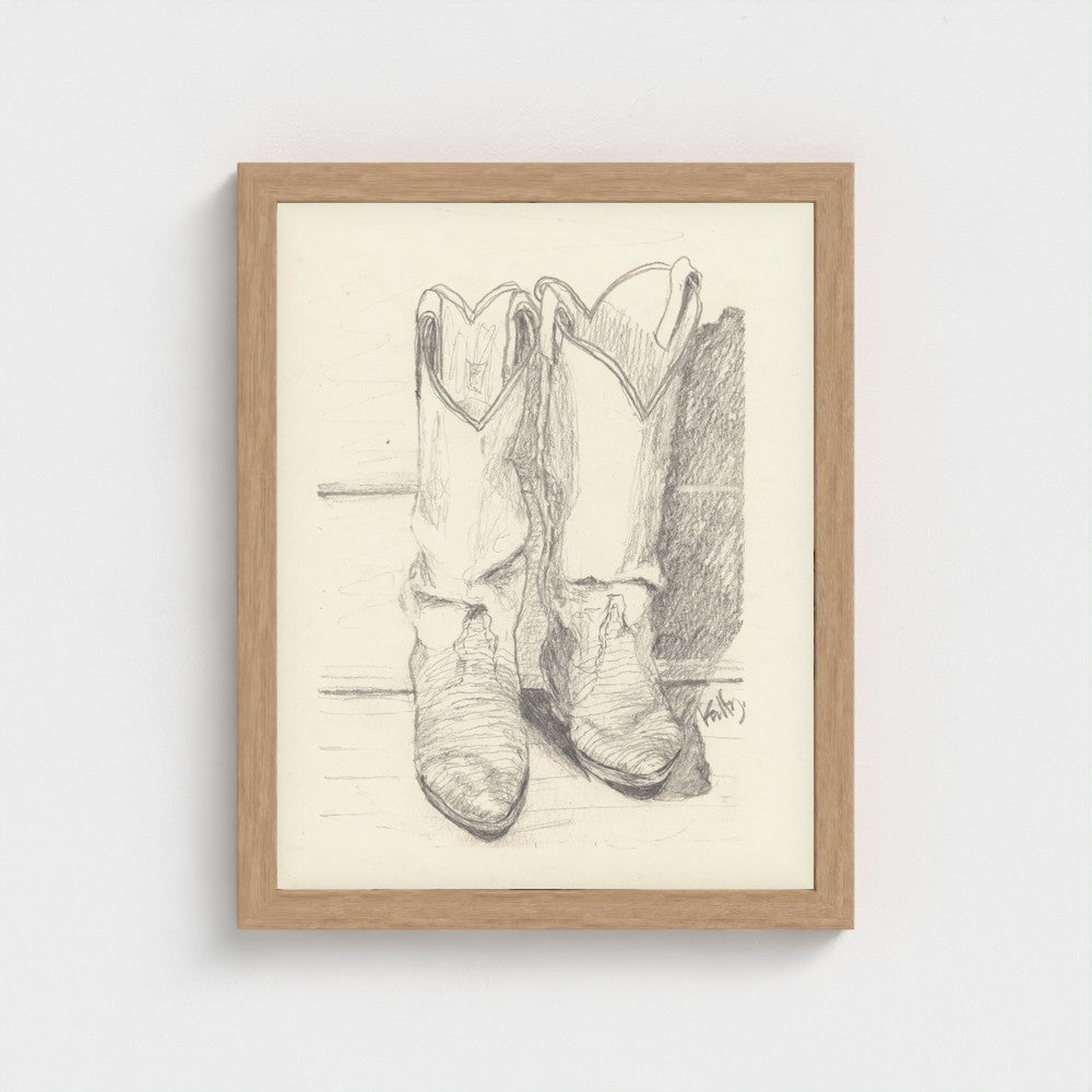 Old Soles — framed in natural oak