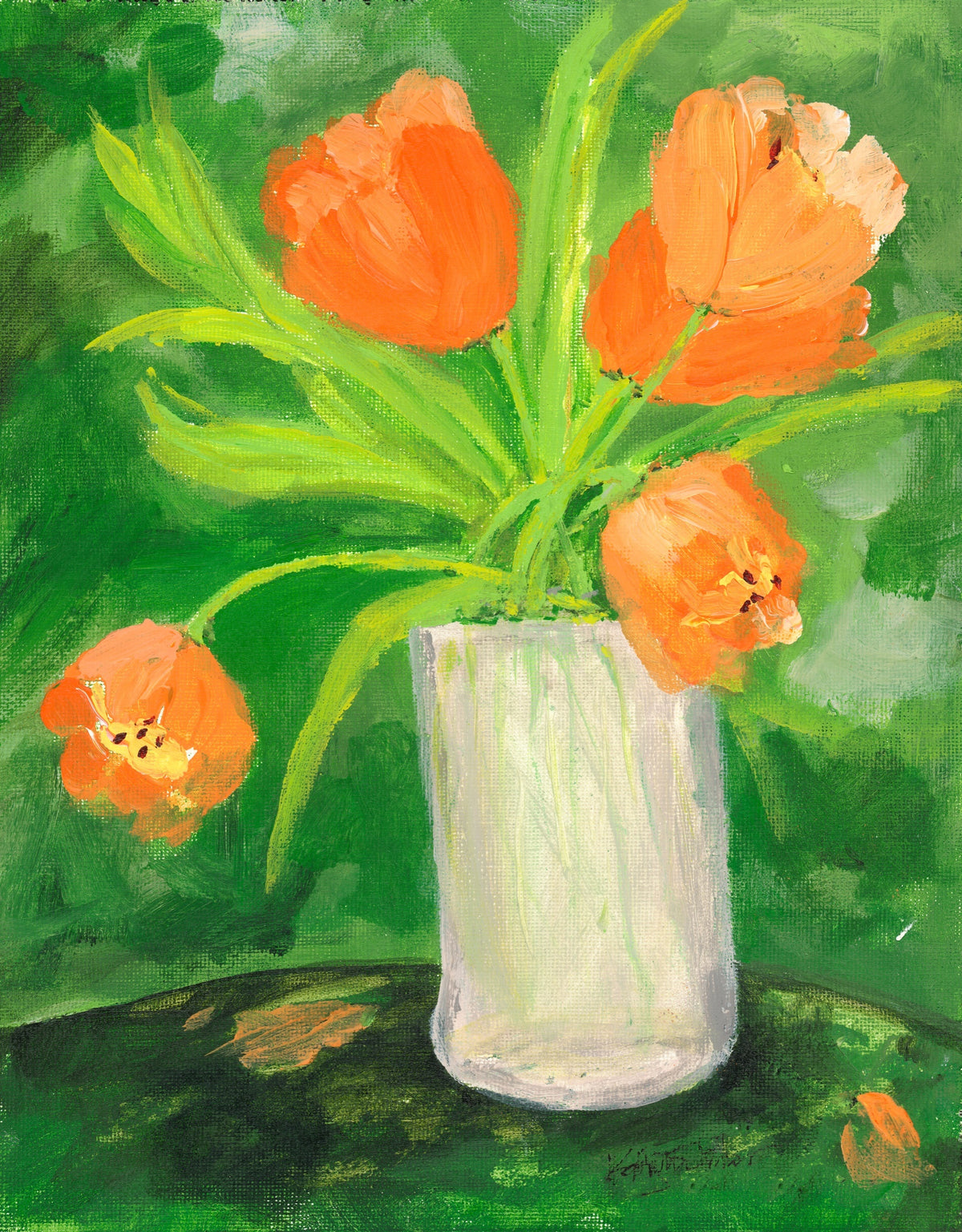 Tangerine Tulips — giclée print of the original by Katty Staller