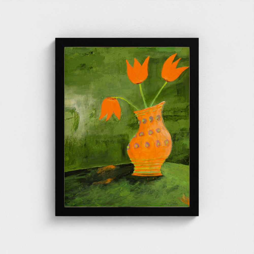 Wooden Tulips — framed in matte black