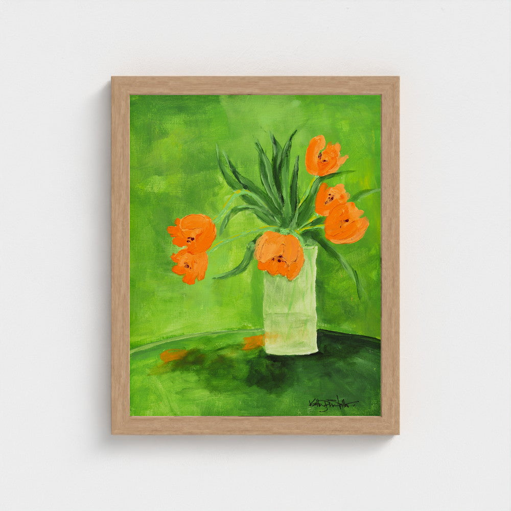 Yesterday's Tulips — framed in natural oak